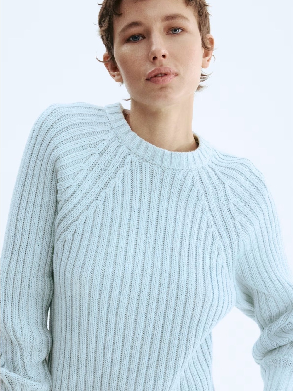 NWT H&M Pale Blue Ribbed Crewneck Sweater
